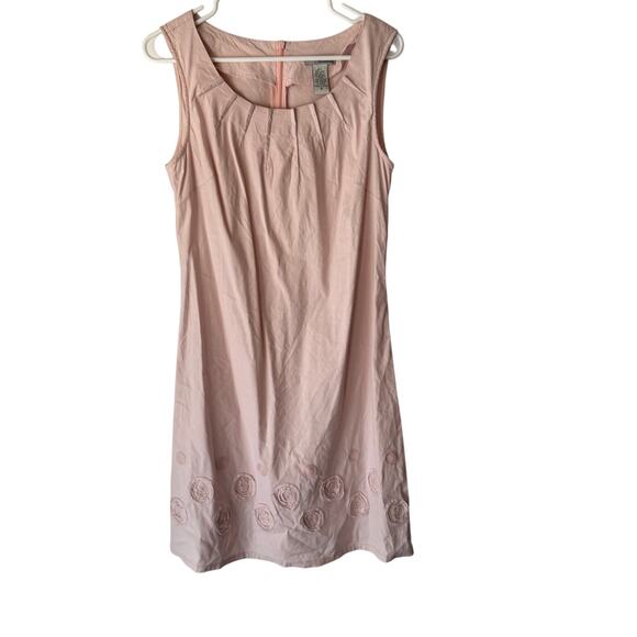 Two Star Dog Pink Linen Blend Dress Size S Embroidered Hem Sleeveless 36” - Picture 1 of 8